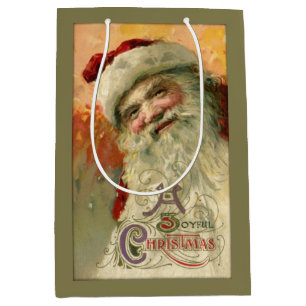 Sac Cadeau Moyen Père Noël de sourire vintage personnalisé
