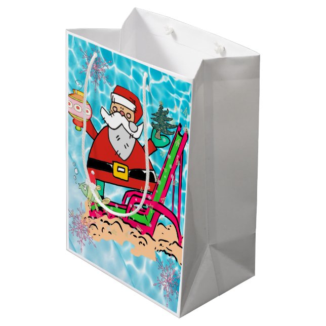 Sac Cadeau Moyen Père Noël Joyeux Cadeaux de Noël (Dos Angle)