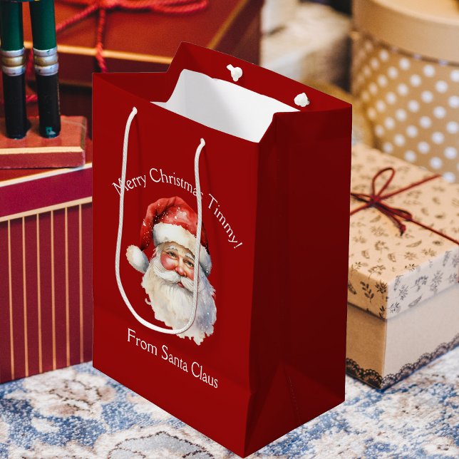 Sac Cadeau Moyen Père Noël Personnalisé Red Kids Noël (Créateur téléchargé)