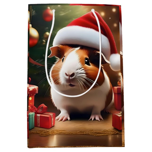 Sac Cadeau Moyen "Père Noël's Little Helper : The Christmas Guinea  (Devant)