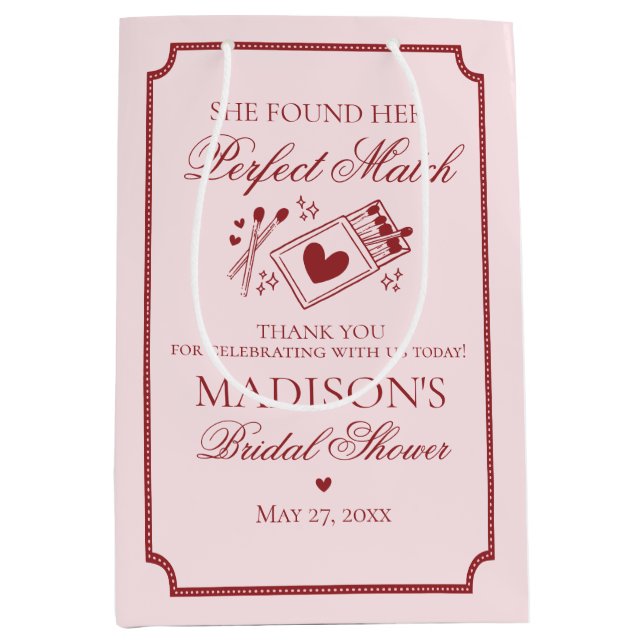 Sac Cadeau Moyen Perfect Match Bridal Shower Bachelorette Favor (Devant)