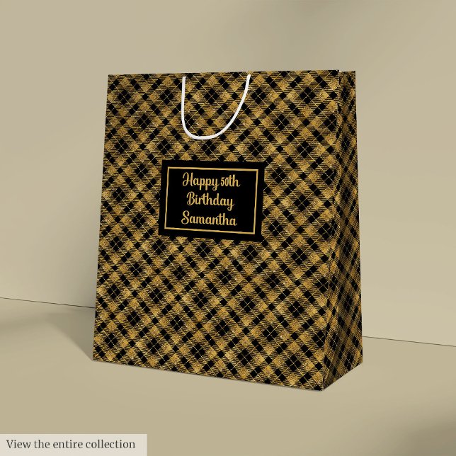 Sac Cadeau Moyen Personalized Chic Black Gold Party Gift Bag (Personalized Chic Black Gold Party Gift Bag)