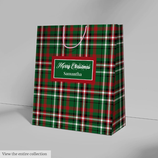 Sac Cadeau Moyen Personalized Christmas Gift Bags Tartan Monogram (Personalized Christmas Gift Bags Tartan Monogram Style)