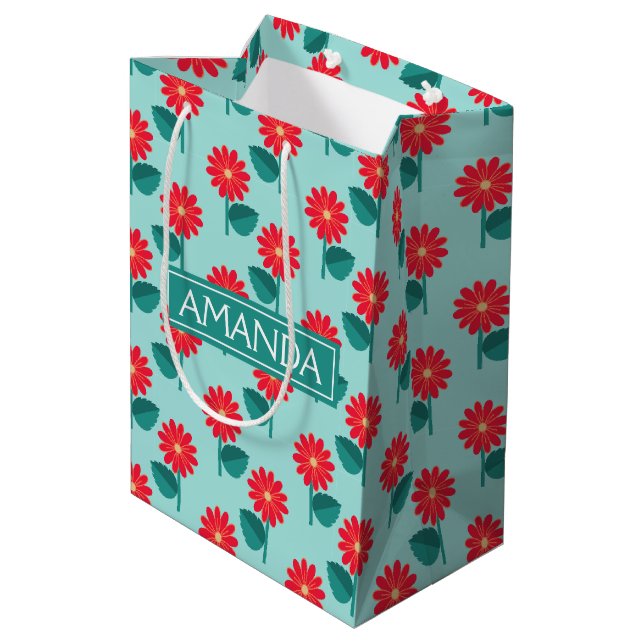 Sac Cadeau Moyen Personalized Daisy Pattern Gift Bag (Dos Angle)
