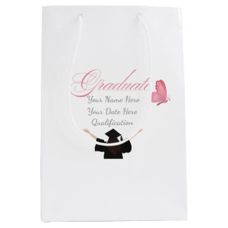 Sac Cadeau Moyen Personalized Pink Graduate Gift, Custom Name 