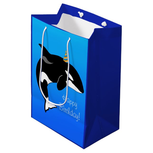 Sac Cadeau Moyen Personnalisable Orca Killer Whale Anniversaire (Devant Angle)