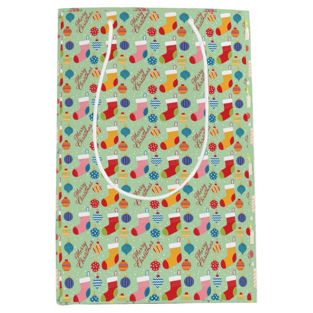 Sac Cadeau Moyen Personnalisation de vacances de Noël festive (Devant)
