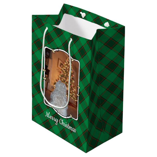 Sac Cadeau Moyen Personnalisé 2 Photos Animaux de compagnie Noël Ro (Devant Angle)