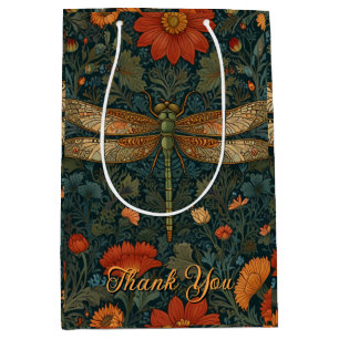 Sac Cadeau Moyen Personnaliser dragonfly orange floral boho chic