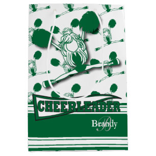 Sac Cadeau Moyen Personnaliser la Pom-pom girl verte foncée