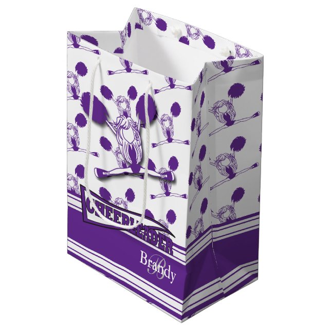 Sac Cadeau Moyen Personnaliser le Pom-pom girl violet (Devant Angle)