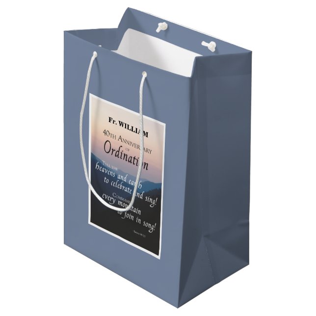 Sac Cadeau Moyen Personnaliser les fêtes d'Ordination du 40e annive (Devant Angle)
