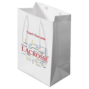 Sac Cadeau Moyen Personnaliser Nom Lacrosse Coach Merci Mots
