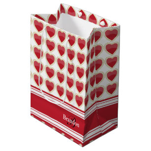 Sac Cadeau Moyen Personnalisez les coeurs rouge foncé de Valentine