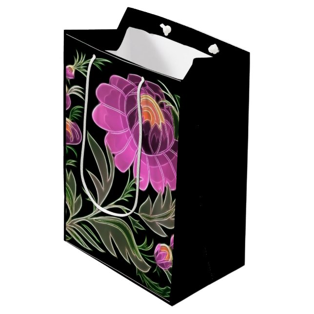 Sac Cadeau Moyen Pétales roses Art Déco (Devant Angle)