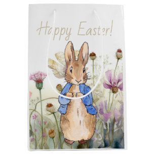 Sac Cadeau Moyen Peter le lapin fleurs sauvages Joyeux Pâques