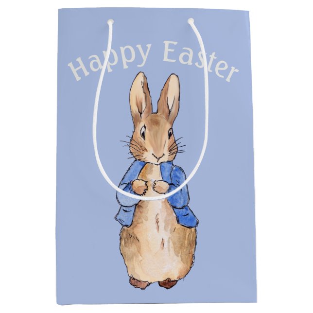 Sac Cadeau Moyen Peter le lapin Joyeux salut de Pâques (Devant)