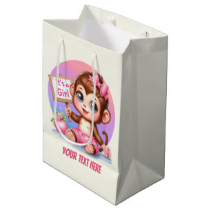 Sac Cadeau Moyen Petit animal fille fille personnalisable singe