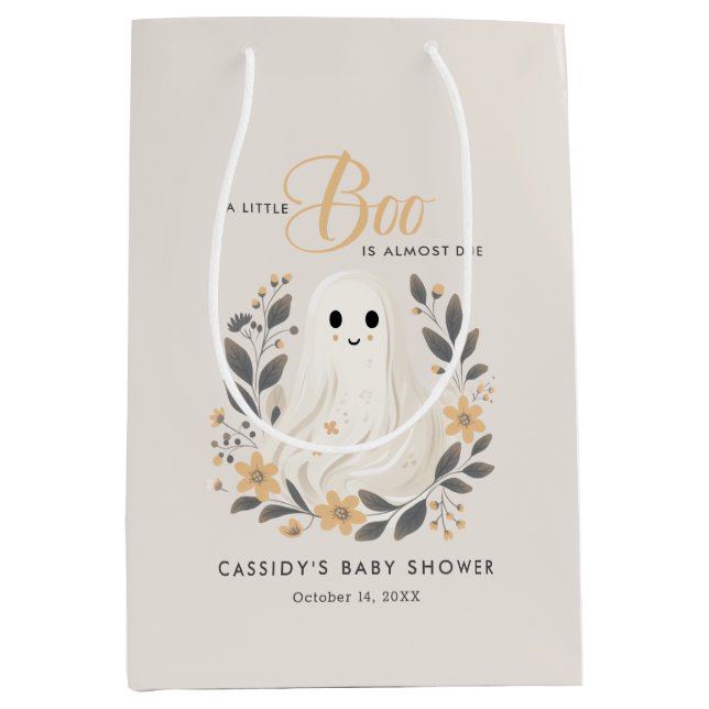 Sac Cadeau Moyen Petit Boho Ghost Baby shower d'Halloween (Devant)