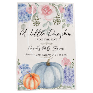 Sac Cadeau Moyen Petit Citrouille floral Halloween Baby shower d'au