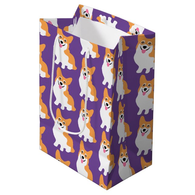 Sac Cadeau Moyen Petit motif mignon de corgi (Devant Angle)