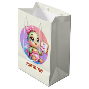 Sac Cadeau Moyen Petite fille de bébé animal personnalisable tortue