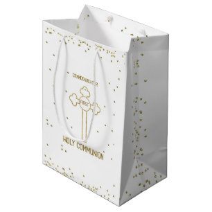 Sac Cadeau Moyen Petite-fille Première Sainte Communion Gold Look C