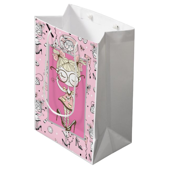 Sac Cadeau Moyen Petite Miss Boss Girl (Devant Angle)