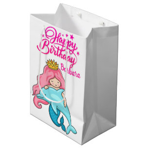 Sac Cadeau Moyen Petite Sirène Monographique Avec Dauphin