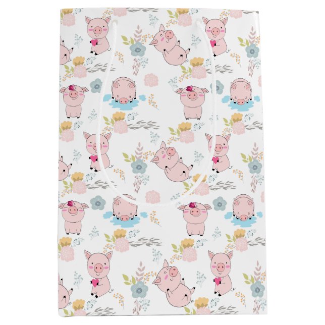 Sac Cadeau Moyen Petits cochons mignons (Devant)