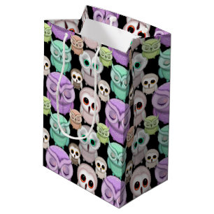 Sac Cadeau Moyen Petits hiboux mignons aux couleurs pastel