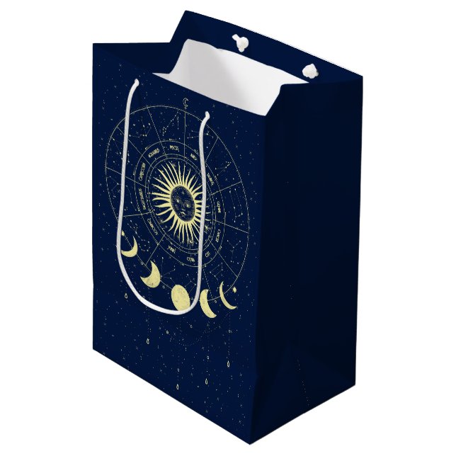 Sac Cadeau Moyen Phases de la lune solaire céleste Zodiac (Devant Angle)