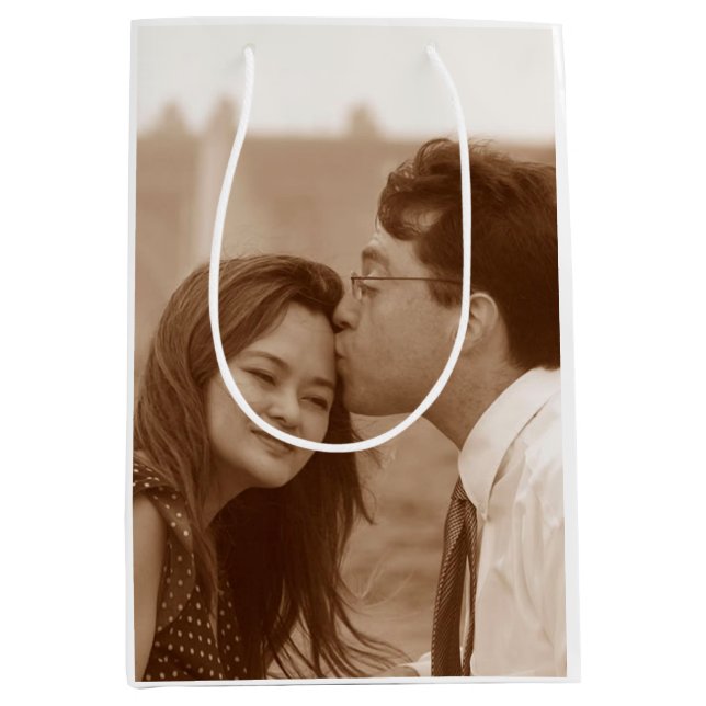 Sac Cadeau Moyen Photo de Fiançailles Mariage (Devant)