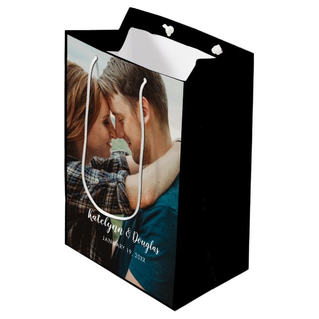 Sac Cadeau Moyen Photo de mariage personnalisée (Devant Angle)