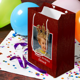 Sac Cadeau Moyen Photo d'enfant personnalisée Joyeux Anniversaire K