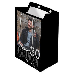 Sac Cadeau Moyen Photo personnalisée moderne et tout âge Annivers