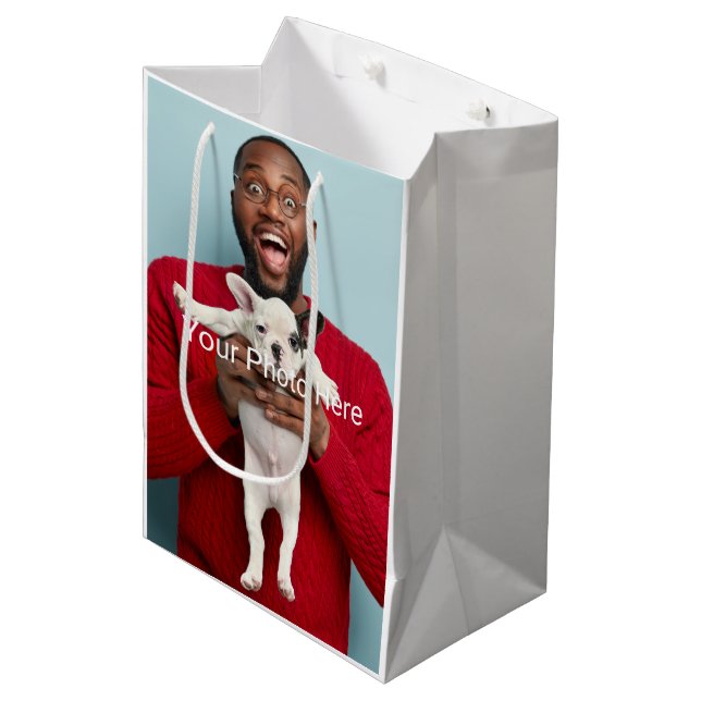Sac Cadeau Moyen Photo personnalisée personnalisée (Devant Angle)