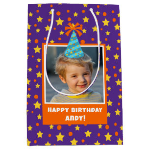 Sac Cadeau Moyen Photo pour enfant personnalisée Joyeux anniversair