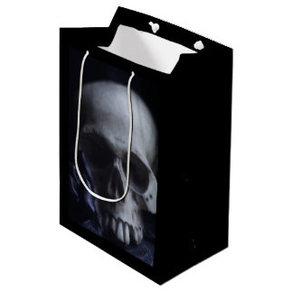Sac Cadeau Moyen Photographie blanche noire sinistre de crâne