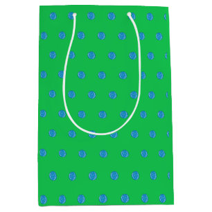 Sac Cadeau Moyen Pickleball bleu Preppy initial vert