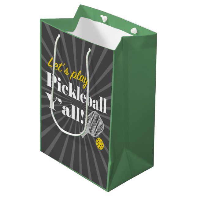 Sac Cadeau Moyen Pickleball Gift Bag Let's Play Pickleball Party (Devant Angle)