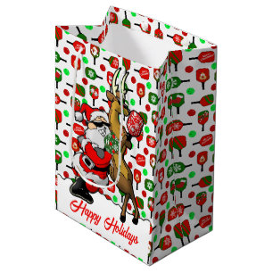Sac Cadeau Moyen Pickleball Partners Père Noël & Reindeer Sleightin