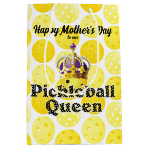 Sac Cadeau Moyen Pickleball Queen - Pickleball Jaune Porte Couronne