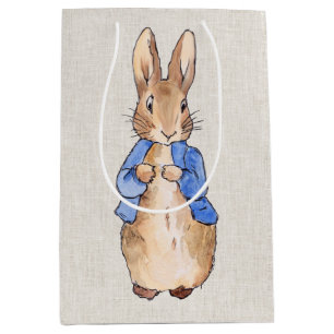 Sac Cadeau Moyen Pierre avec Arrière - plan de lin beige