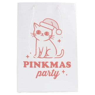 Sac Cadeau Moyen Pink Christmas aesthetic pinkmas party cat
