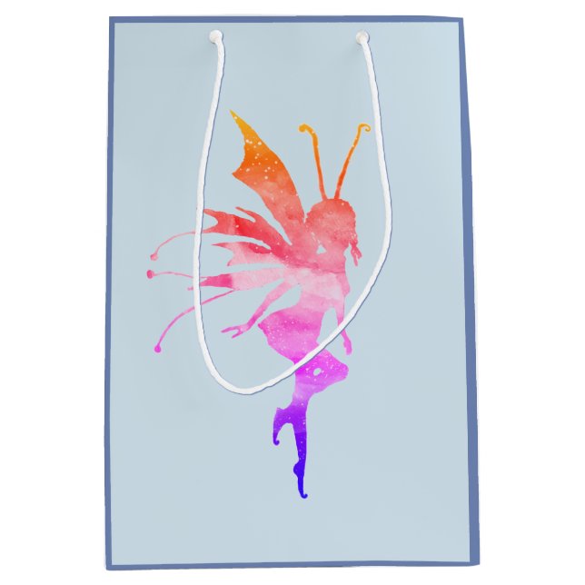 Sac Cadeau Moyen Pink Fairy aquarelle art Custom Cadeau Bagte (Devant)