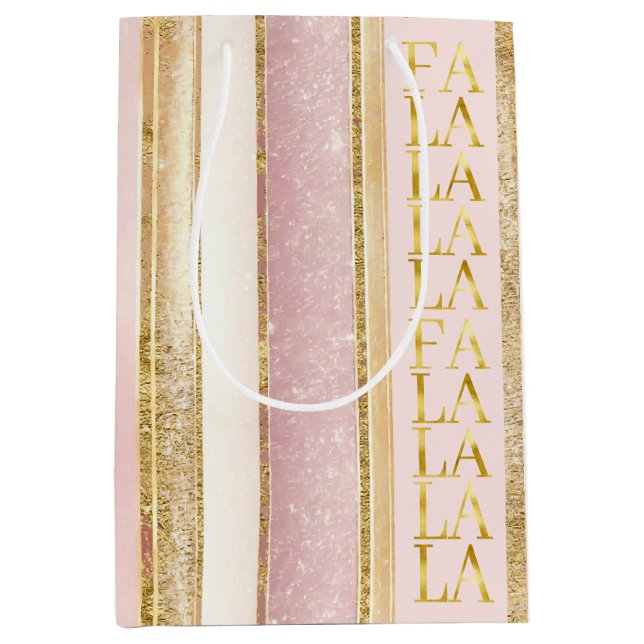 Sac Cadeau Moyen Pink Gold Fa Noël La La Motif#27 ID1009 (Devant)