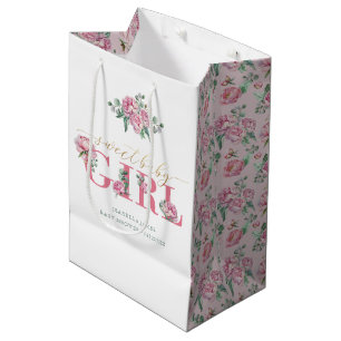 Sac Cadeau Moyen Pink & Gold Sweet Baby Girl Baby shower