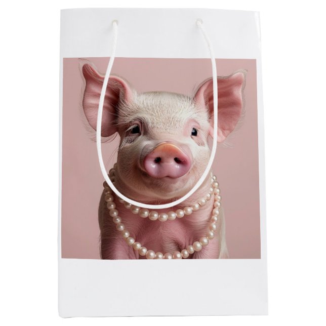 Sac Cadeau Moyen Pink Pig Pearlina Pinkette Découpage (Devant)