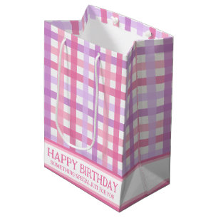 Sac Cadeau Moyen Pink Purple Pastel Moderne En vichy Motif